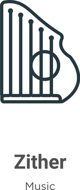 古筝轮廓图标细线黑色古筝图标图片下载