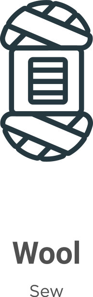 羊毛轮廓图标细线黑色羊毛图标平坦图片下载