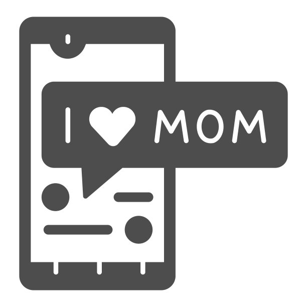 我爱妈妈在智能手机固态图标母亲节图片下载