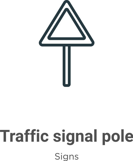 交通信号灯杆轮廓图标细线黑色图片下载