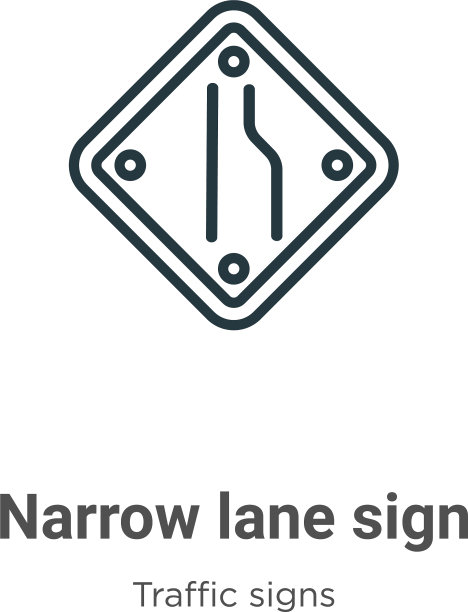 窄巷标志轮廓图标细线黑色图片下载