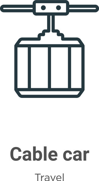 索道车轮廓图标细线黑色索道车图片下载