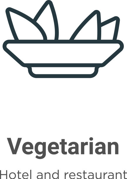 素食者轮廓图标细线黑色图片下载