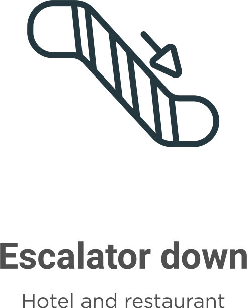 自动扶梯下轮廓图标细线黑色图片下载