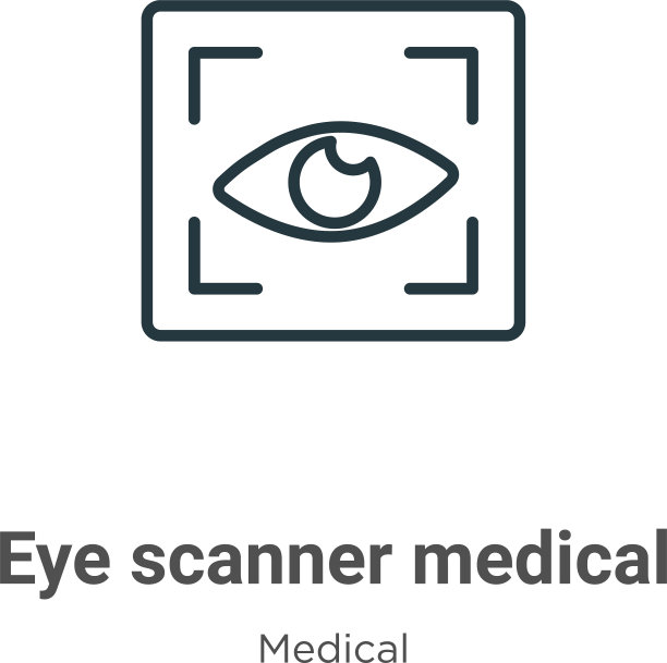 眼睛扫描仪医疗轮廓图标细线黑色图片下载