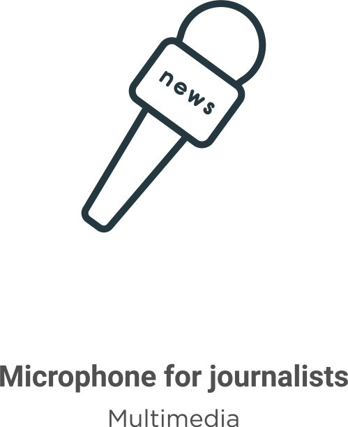 麦克风为记者勾勒图标细线图片下载