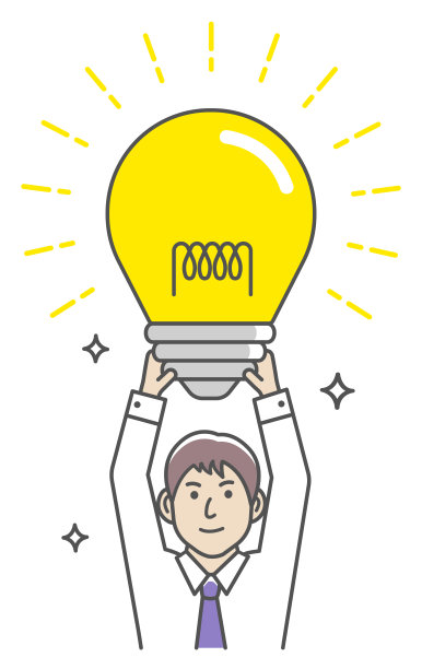 一个商人拿着灯泡的矢量插图。图片下载