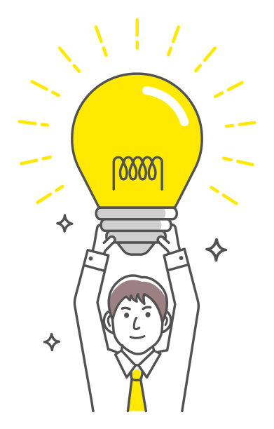 矢量插图的商人拿着一个灯泡。图片下载