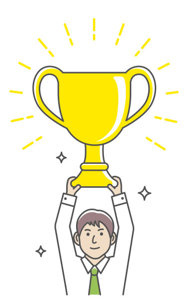 矢量插图的商人持有一个奖杯。图片下载