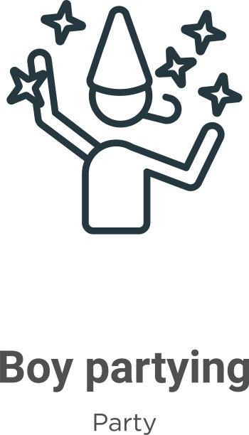 男孩聚会轮廓图标细线黑男孩图片下载