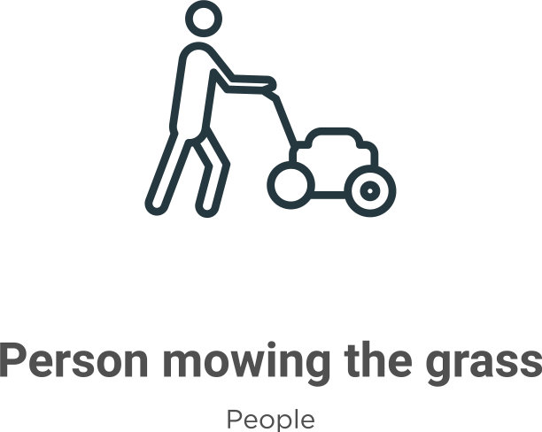 人割草轮廓图标细线图片下载