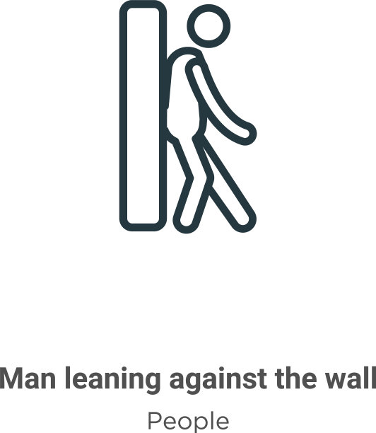 男人靠在墙上轮廓瘦削的图标图片下载