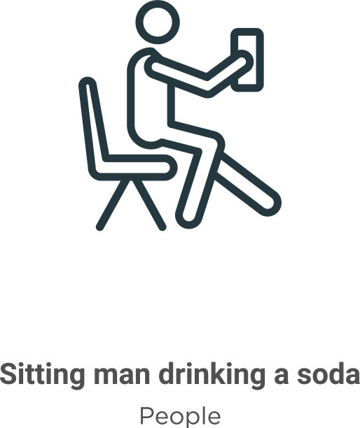 坐着的男人喝着汽水轮廓瘦削的图标图片下载