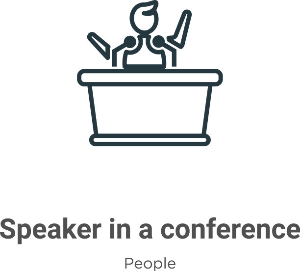 发言者在会议大纲图标细线图片下载