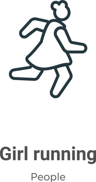 女孩跑轮廓图标黑女孩细线图片下载