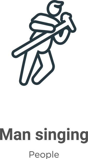 男子唱歌轮廓图标细线黑人男子图片下载