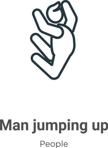 男子跳起轮廓图标细线黑人男子图片下载