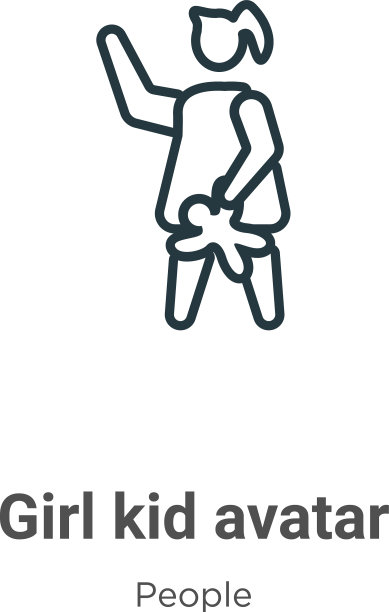 女孩少年头像轮廓图标细线黑女孩图片下载