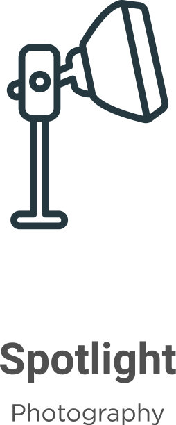 聚光灯轮廓图标细线黑色聚光灯图片下载