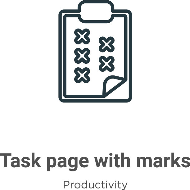 任务页与标记轮廓图标细线黑色图片下载