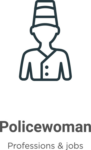 女警轮廓图标细线黑色图片下载