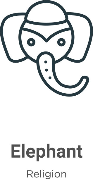 大象轮廓图标细线黑大象图片下载