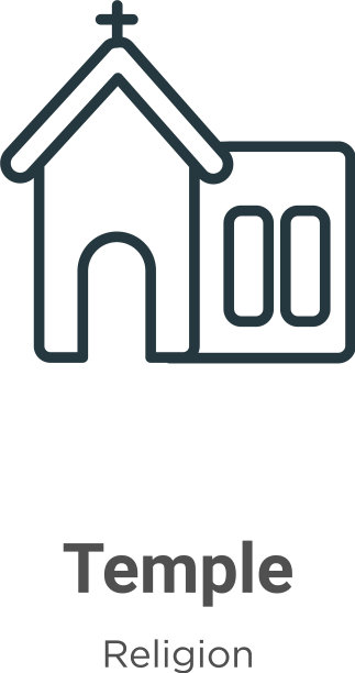 寺庙轮廓图标细线黑色寺庙图标图片下载