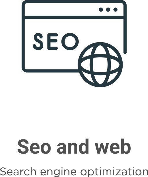 SEO与网页轮廓图标细线黑色SEO图片下载