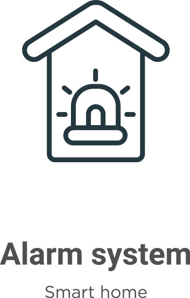 报警系统轮廓图标细线黑色报警图片下载