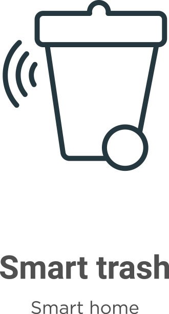 智能垃圾轮廓图标细线黑色智能图片下载