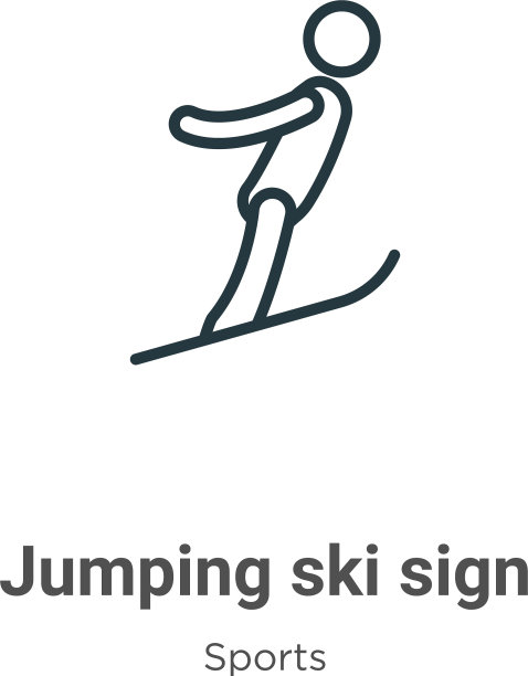 跳台滑雪标志轮廓图标细线黑色图片下载