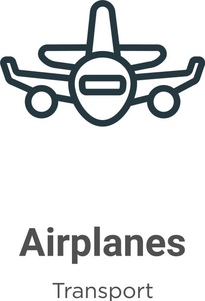 飞机轮廓图标细线黑色飞机图片下载