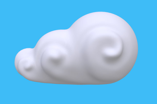 风格化有趣的卡通白云孤立在蓝色的背景。丰富多彩的风格概念。儿童黏土、塑料或软玩具。3 d演示。图片下载