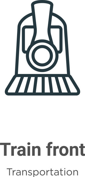 列车前方轮廓图标细线黑色列车图片下载