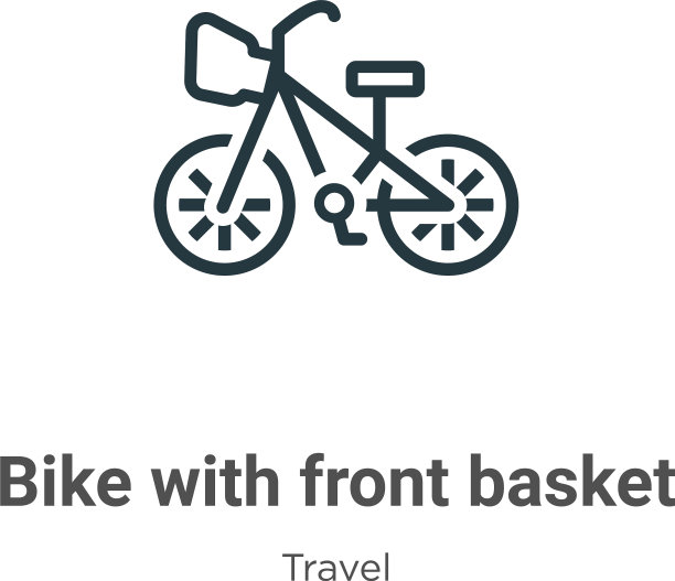 自行车与前篮轮廓图标细线图片下载