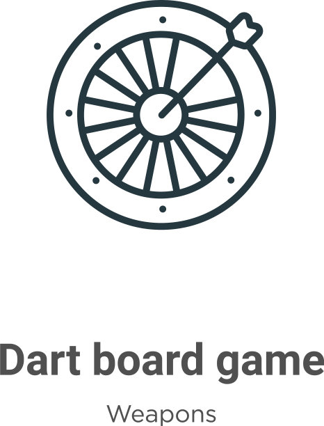 飞镖棋盘游戏的轮廓图标细线黑色飞镖图片下载