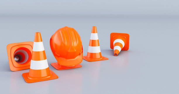 正在建设中，带有交通锥，3d渲染图片下载