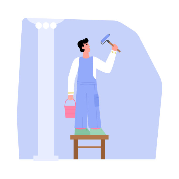 油漆工用颜料和滚轴装饰墙壁图片下载