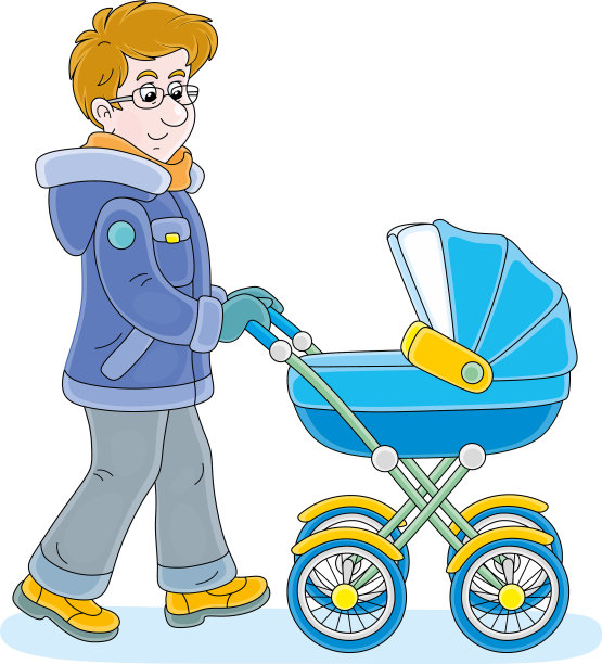 年轻的爸爸和马车在一起图片下载