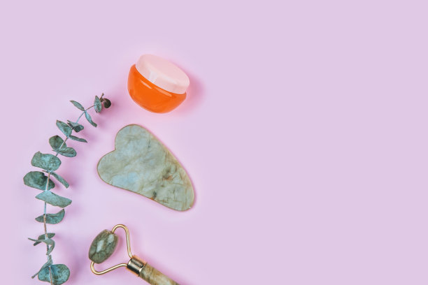 面部护理设置为粉红色背景与复制空间图片下载