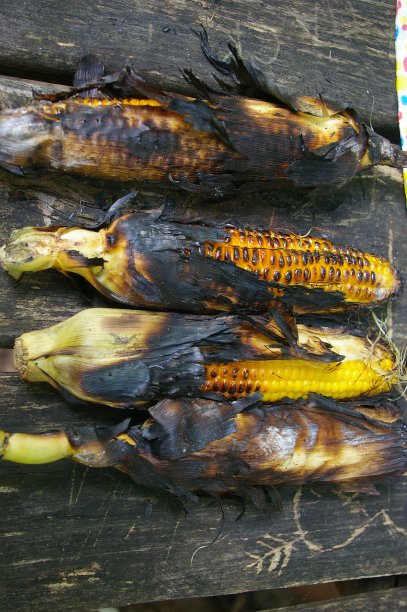 烤架上的烤玉米图片下载