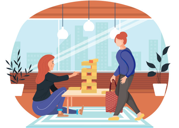 女性朋友一起玩逻辑游戏图片下载