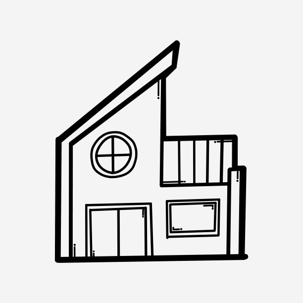 房屋建筑涂鸦图标手绘草图图片下载