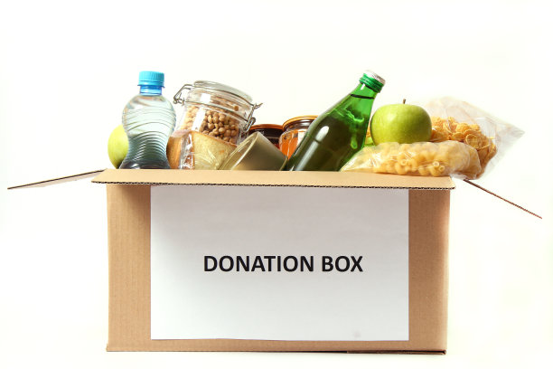 食物捐赠箱孤立白色图片下载