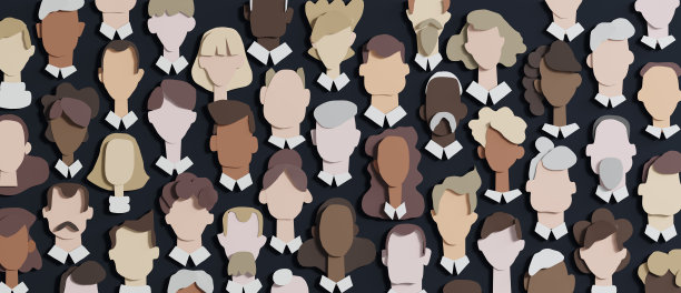 很多人的脸都是用纸做的剪纸设计3D渲染图片下载