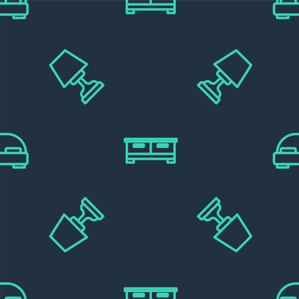 Set line衣柜抽屉台灯和大床图片下载