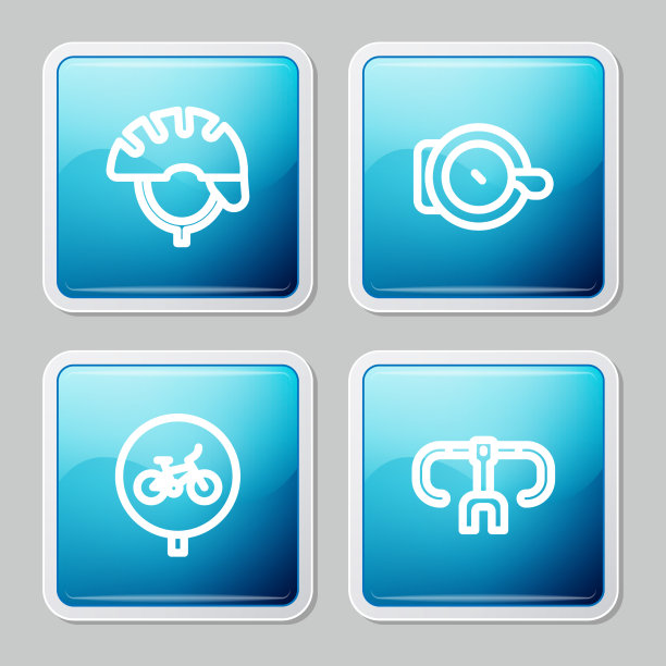 设置线自行车头盔铃和车把图标图片下载