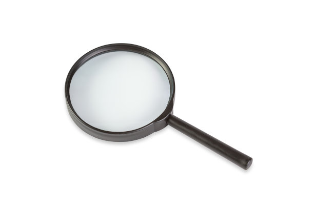 放大镜，在白色背景上与剪切路径隔离。图片下载