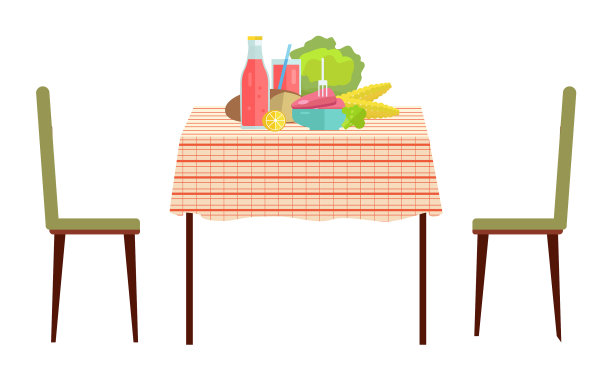 有食物和椅子的餐桌图片下载