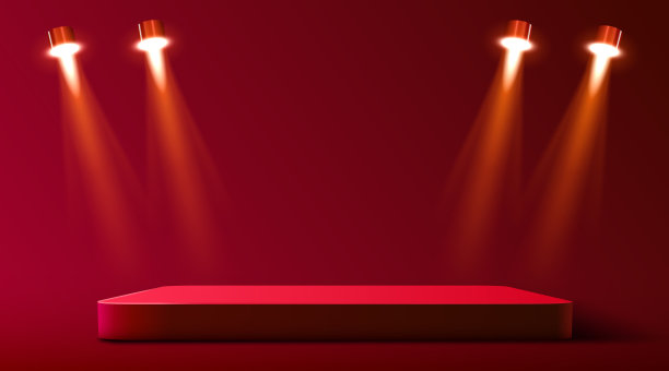 用聚光灯照亮的抽象圆形讲台图片下载